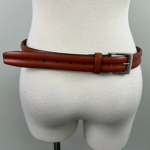 NWT NORDSTROM Brown Leather Belt with Silver Buckle (34/85) - Picture 2 of 6